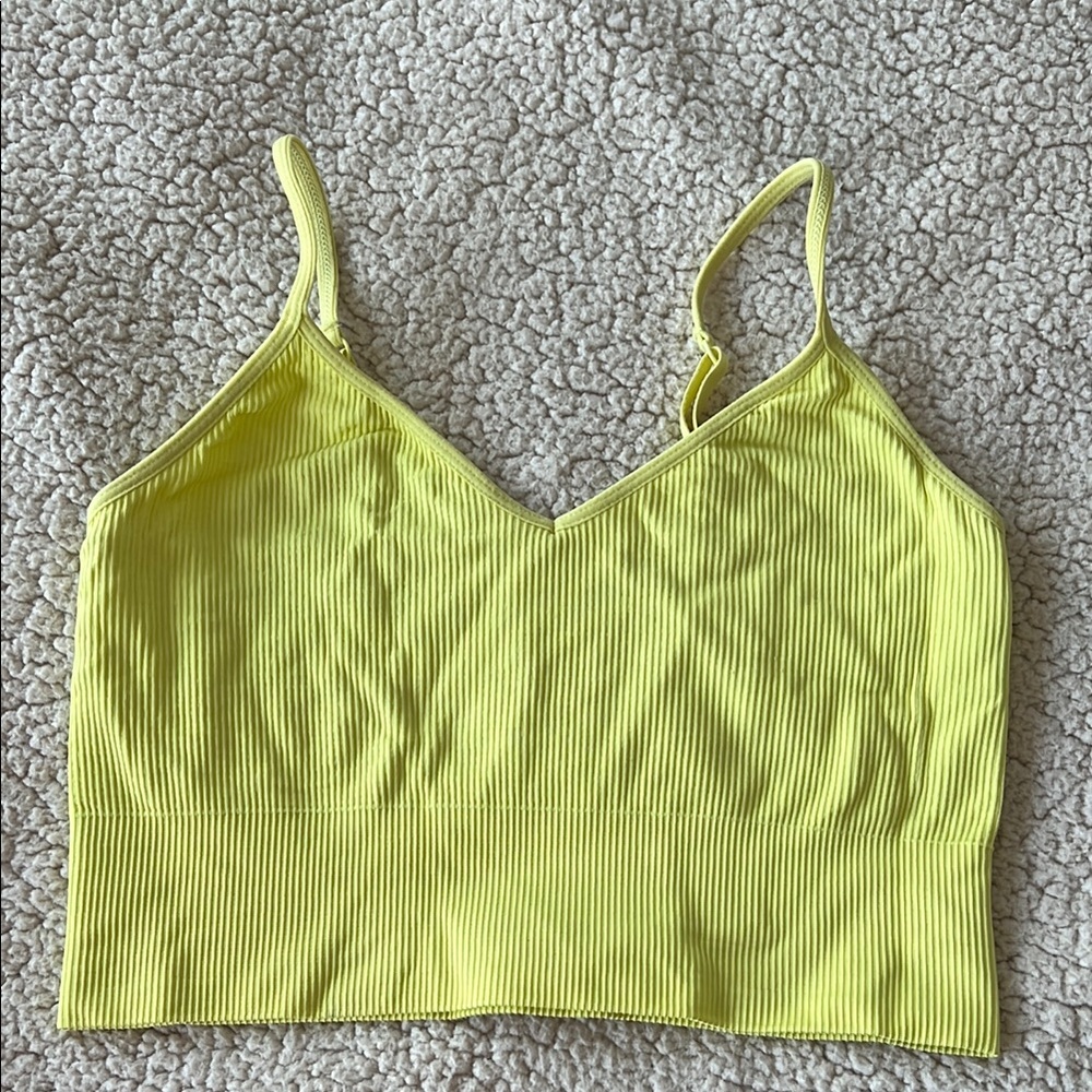 Zella Yellow Ribbed Women's Top, Size L